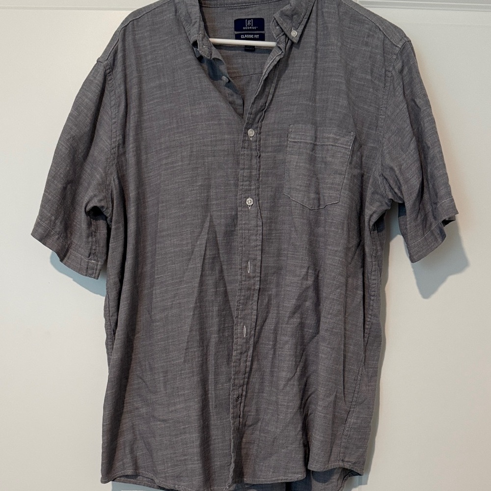 George Men's Casual Gray Button Down Shirt